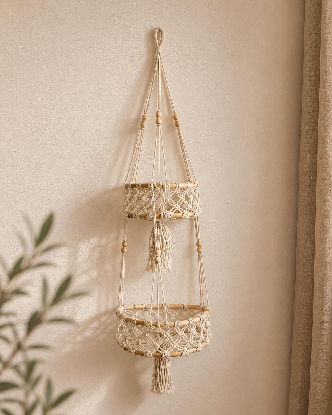 Macrame Hanging Wall Basket