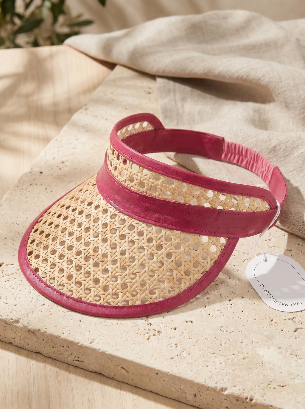 Sumi Leather and Cane Rattan Visor