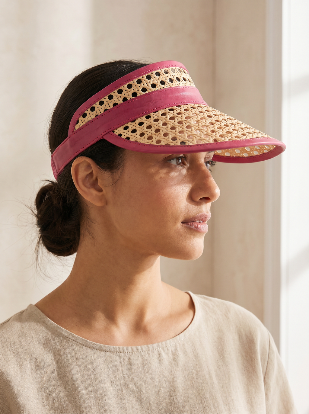 Sumi Leather and Cane Rattan Visor