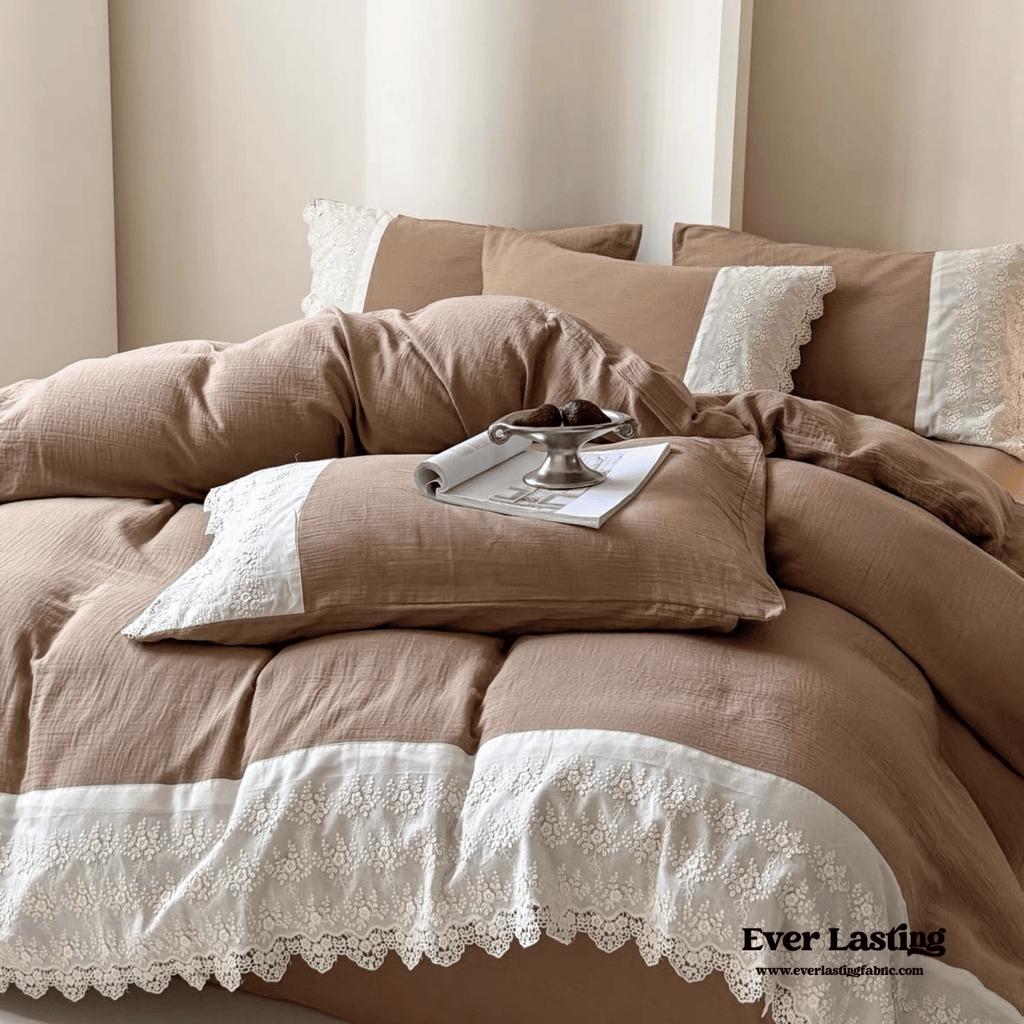 Margaux Lace Double Gauze Bedding Set / Pastel Pink