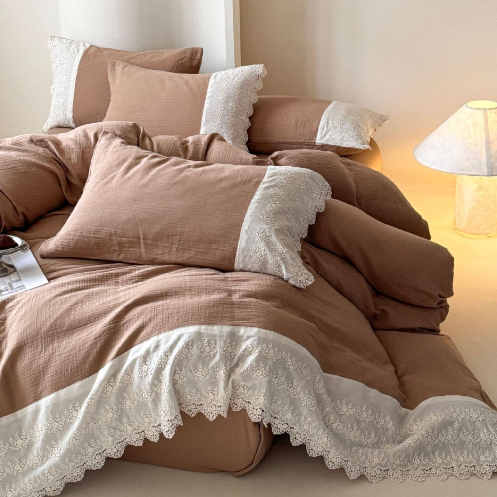 Margaux Lace Double Gauze Bedding Set / Sage Green