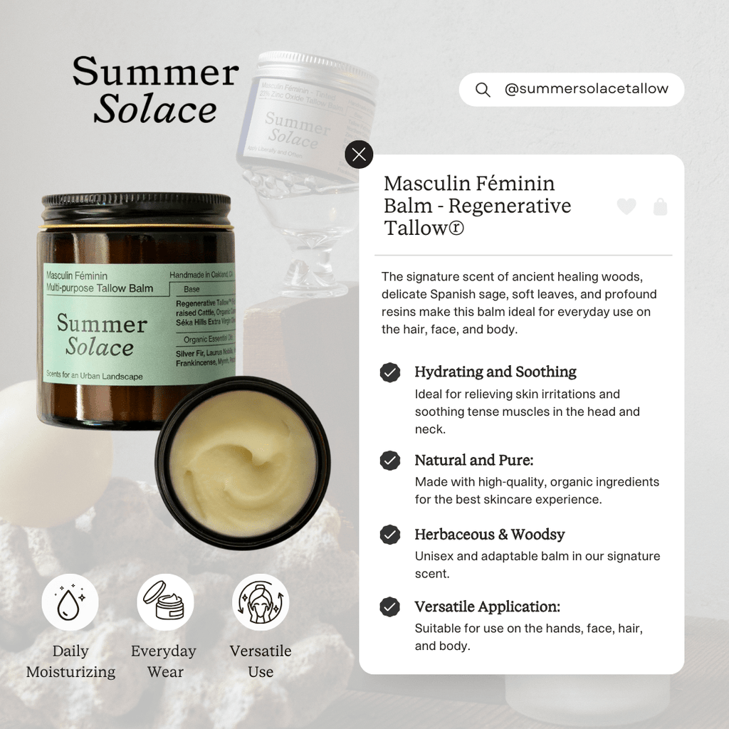 Masculin Féminin Tallow Balm – Frankincense, Patchouli & Hinoki Wood