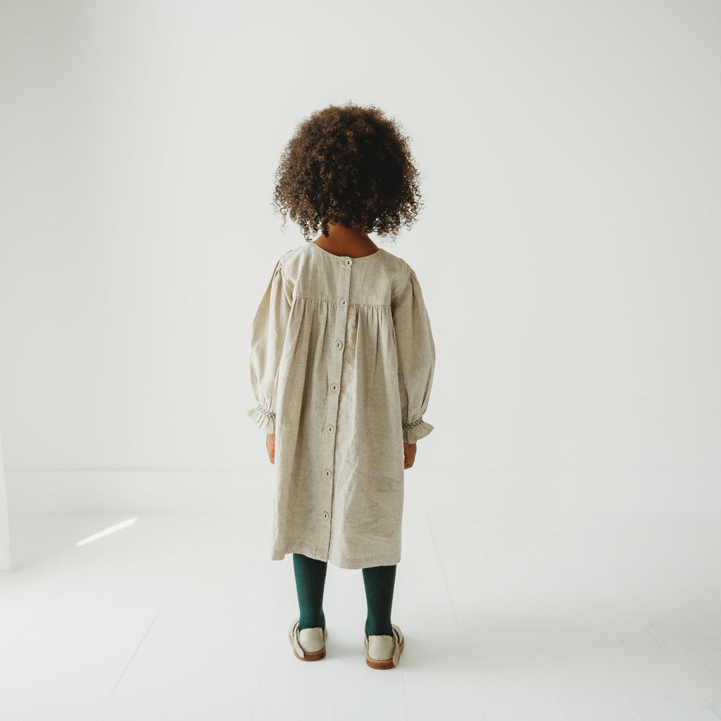 Meadow Breeze Linen Embroidered Oasis Dress
