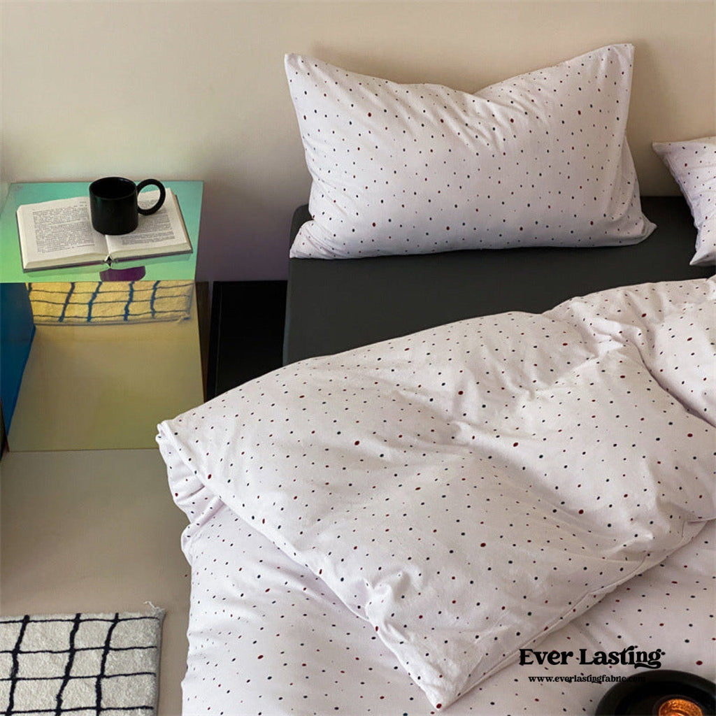 Mini Polka Dot Jersey Knit Bedding Set / Blue + Black