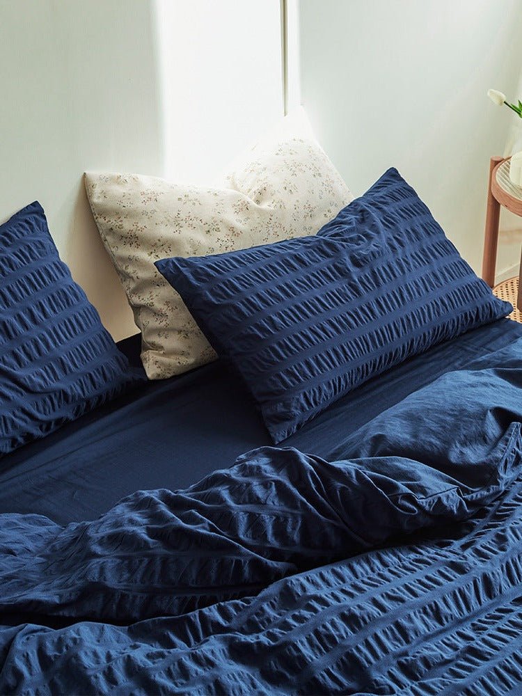 Minimal Bubble Textured Bedding Set / Beige