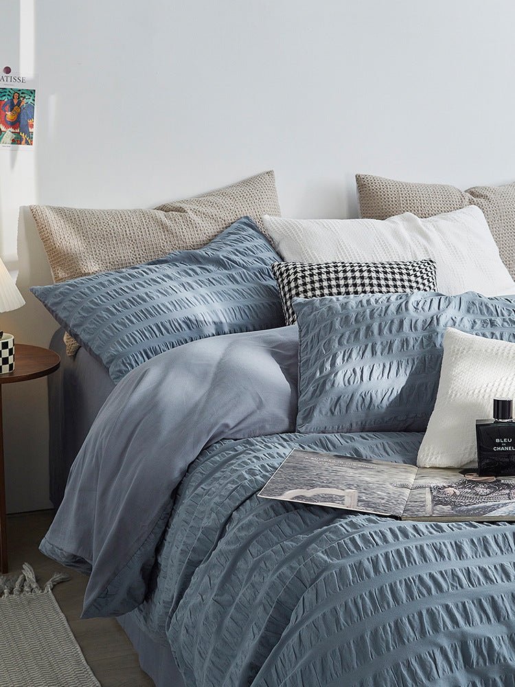 Minimal Bubble Textured Bedding Set / Beige