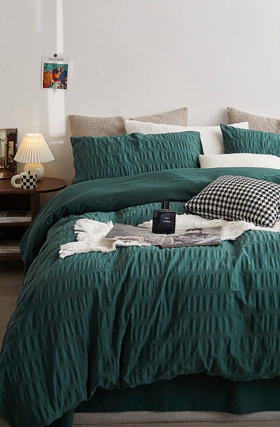Minimal Bubble Textured Bedding Set / Beige