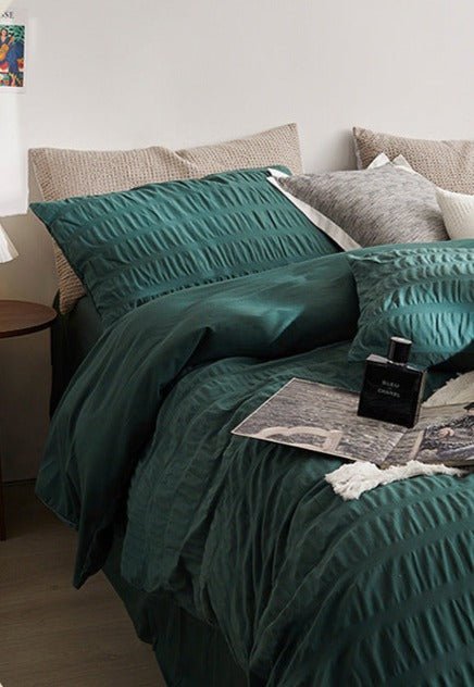 Minimal Bubble Textured Bedding Set / Blue