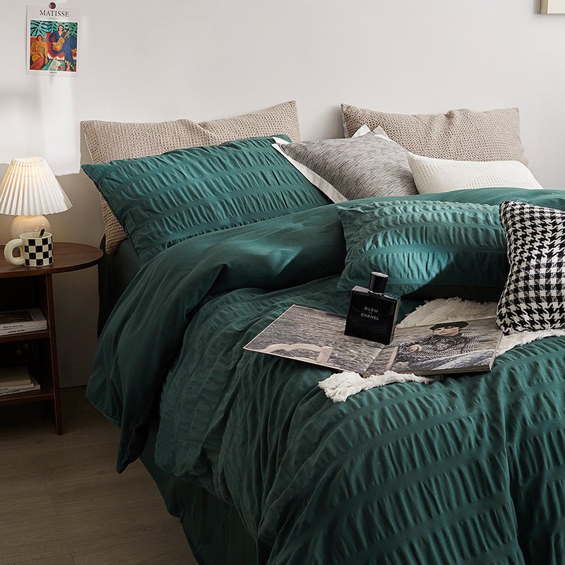 Minimal Bubble Textured Bedding Set / Blue