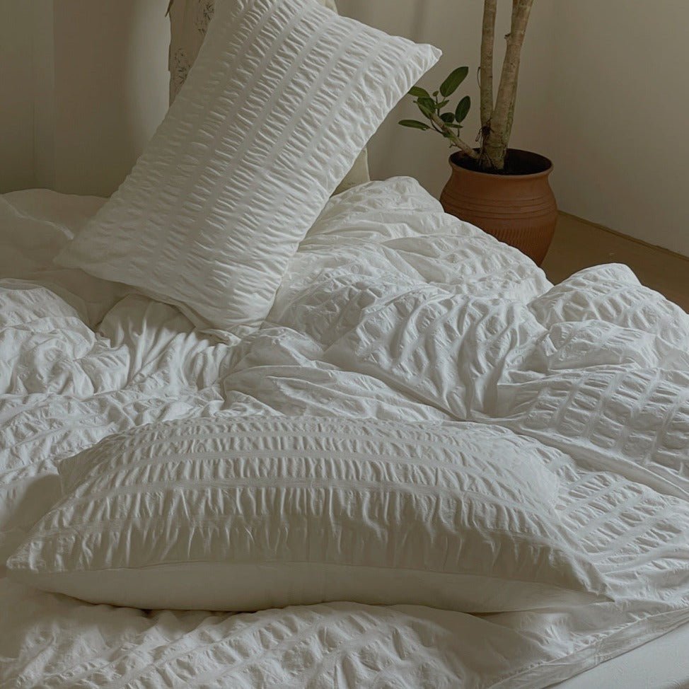 Minimal Bubble Textured Bedding Set / Blue