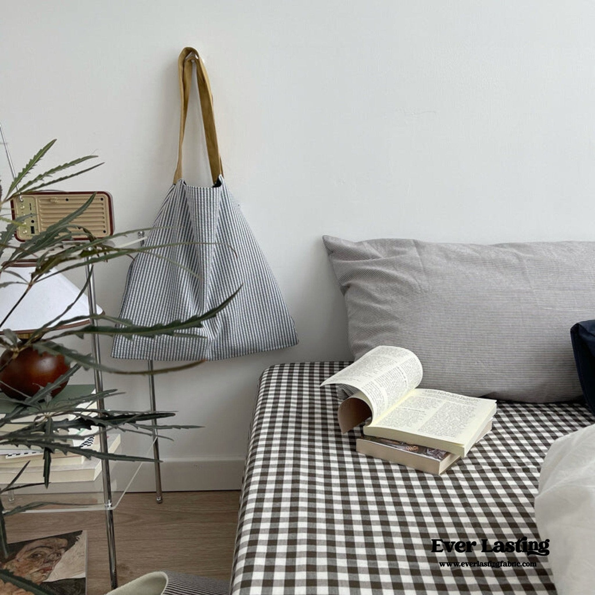 Minimal Mixed Gingham Bedding Set / Blue
