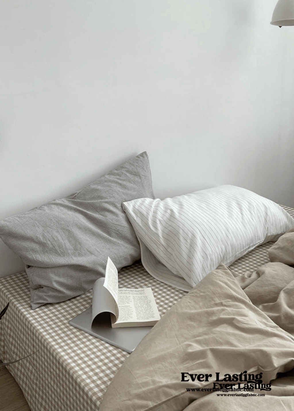 Minimal Mixed Gingham Bedding Set / Blue