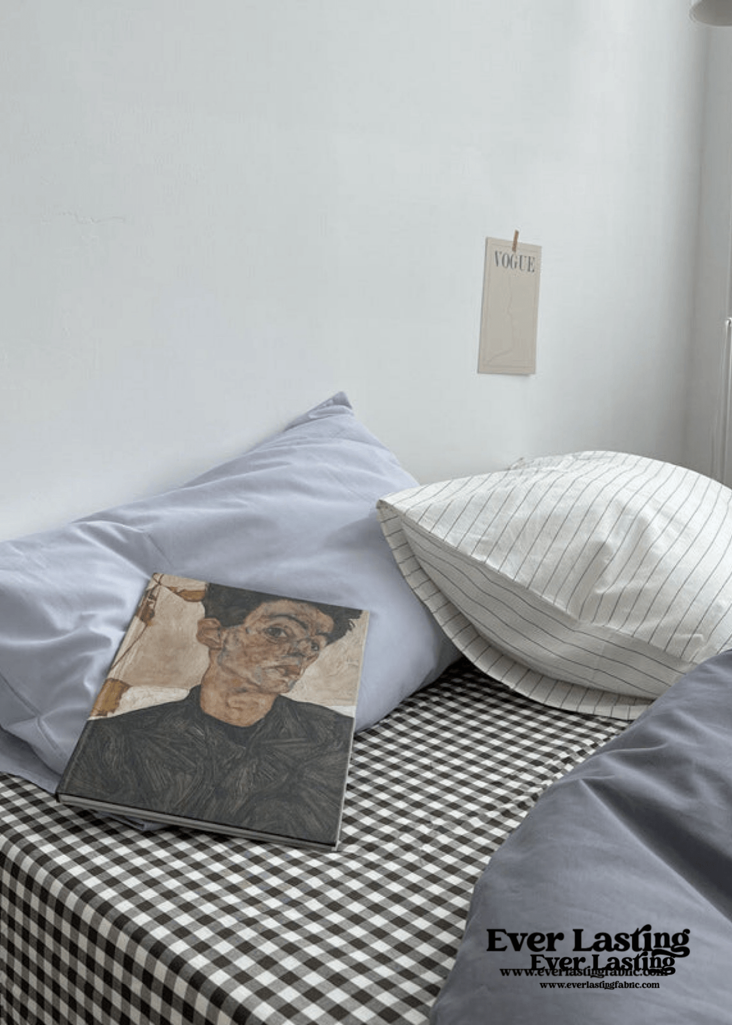Minimal Mixed Gingham Bedding Set / Blue