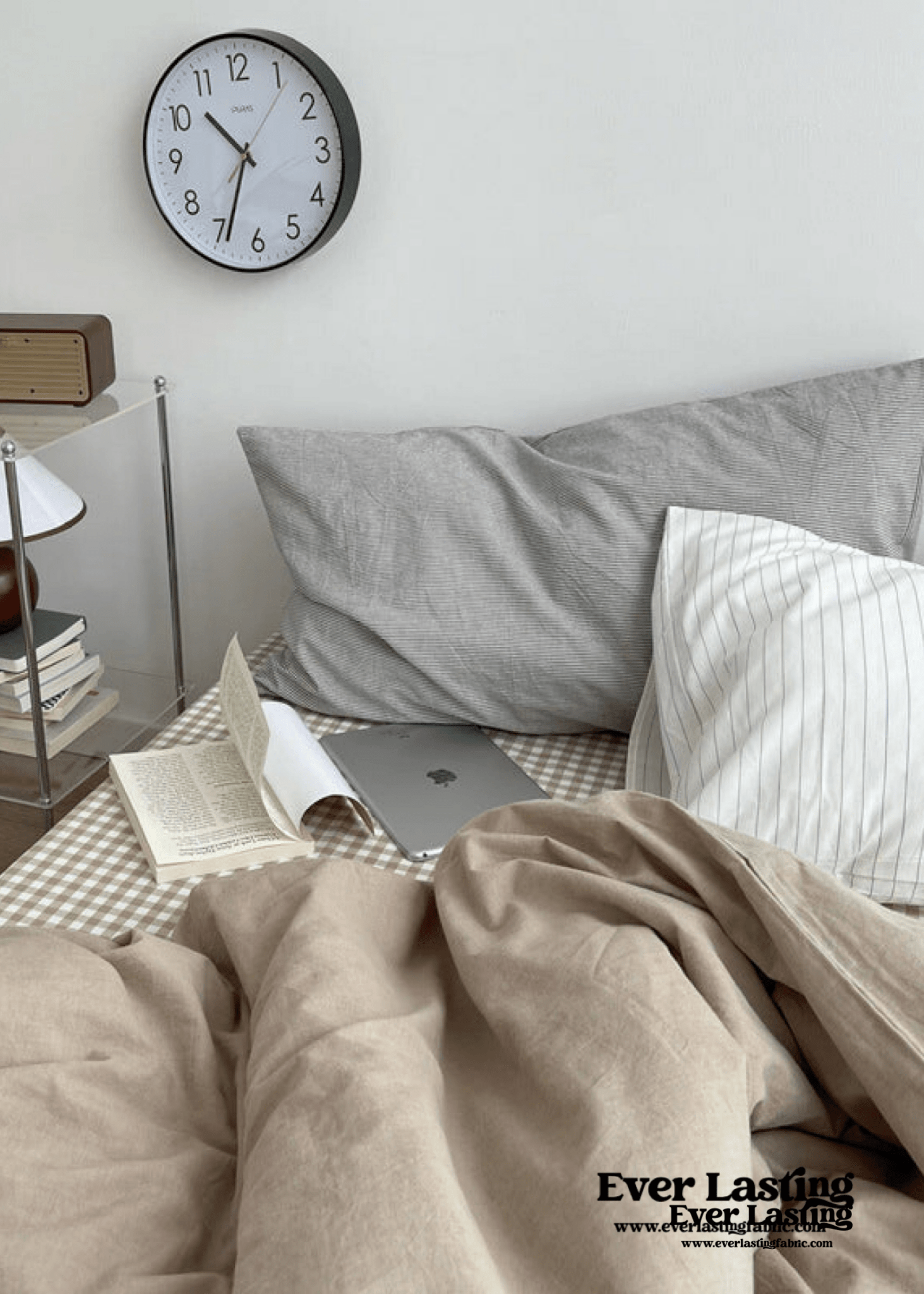 Minimal Mixed Gingham Bedding Set / Blue