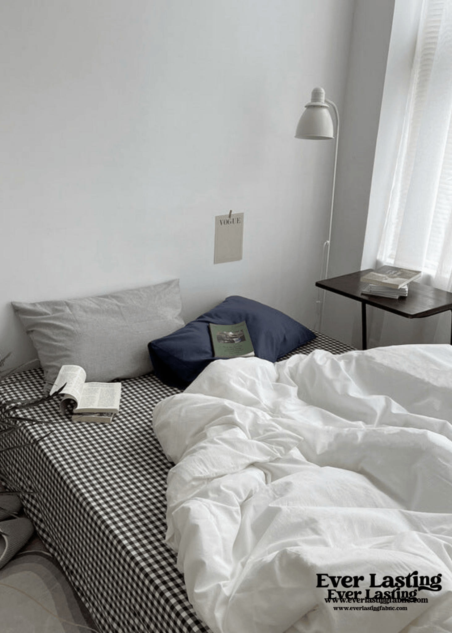 Minimal Mixed Gingham Bedding Set / Gray