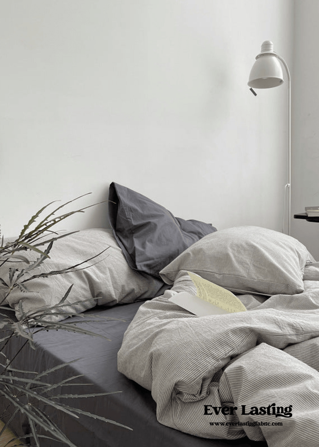 Minimal Mixed Gingham Bedding Set / Gray
