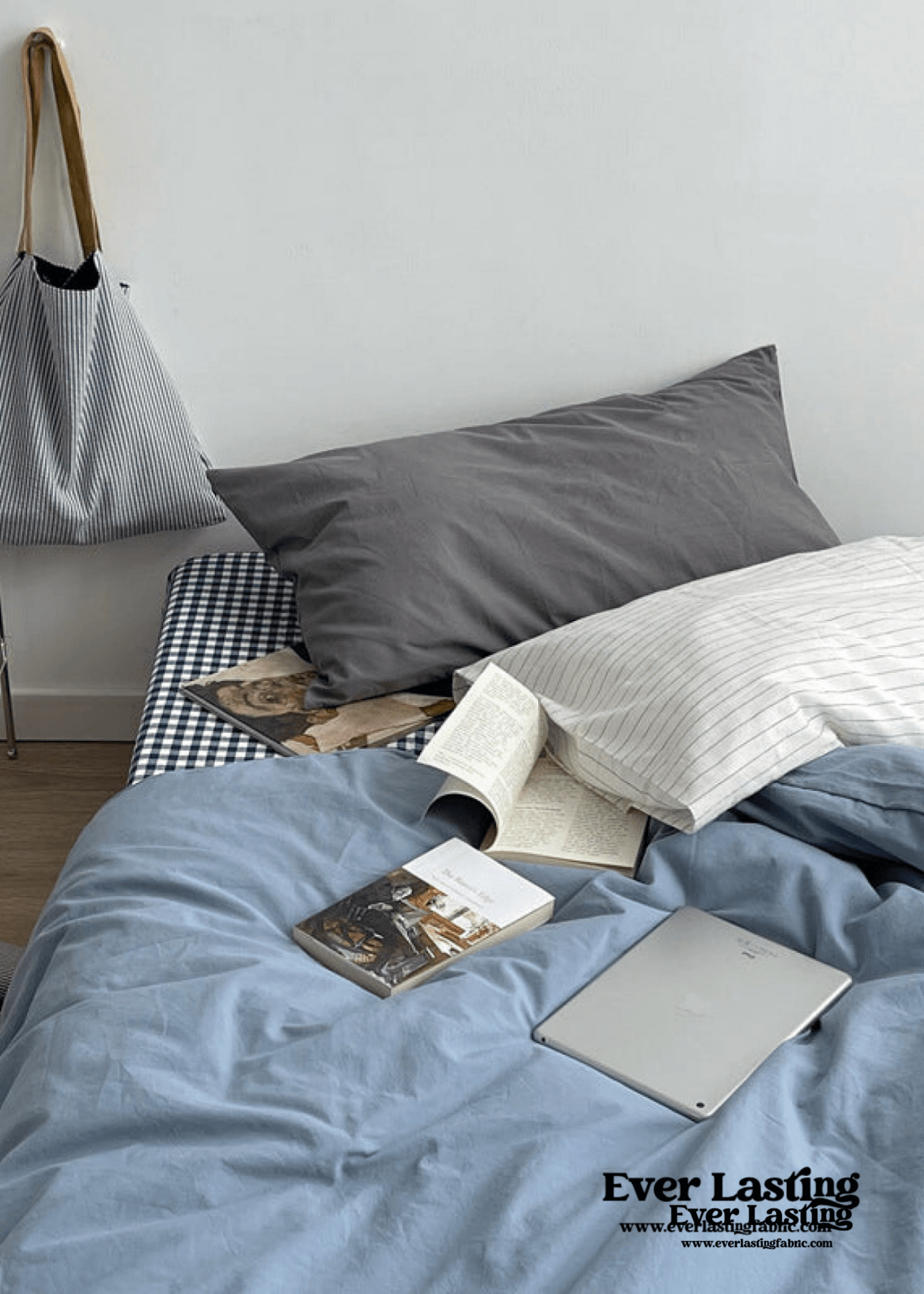 Minimal Mixed Gingham Bedding Set / White