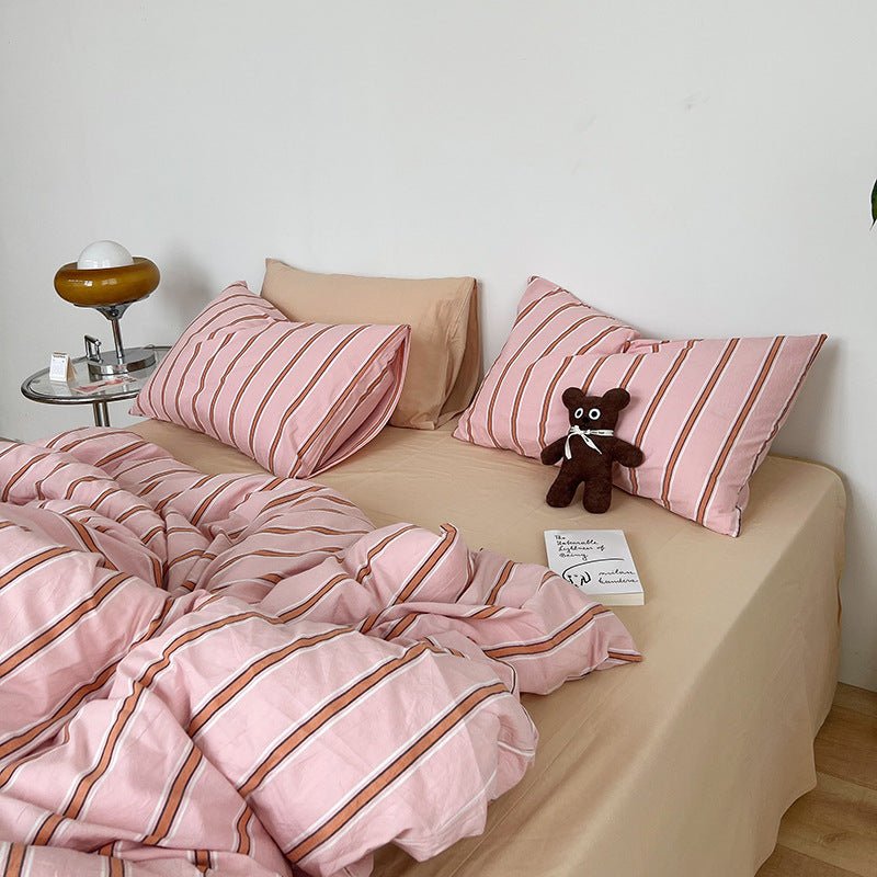 Minimal Stripe Bedding Set / Green