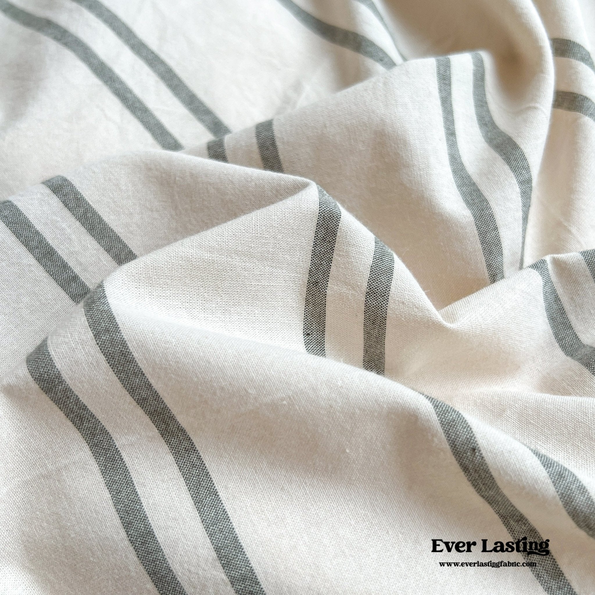 Minimal Vintage Stripe Bedding Set / Forest Green