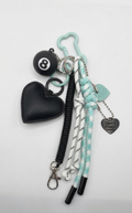 Heartbreak Club: Black & Mint Layered Bag Charm / Keychain