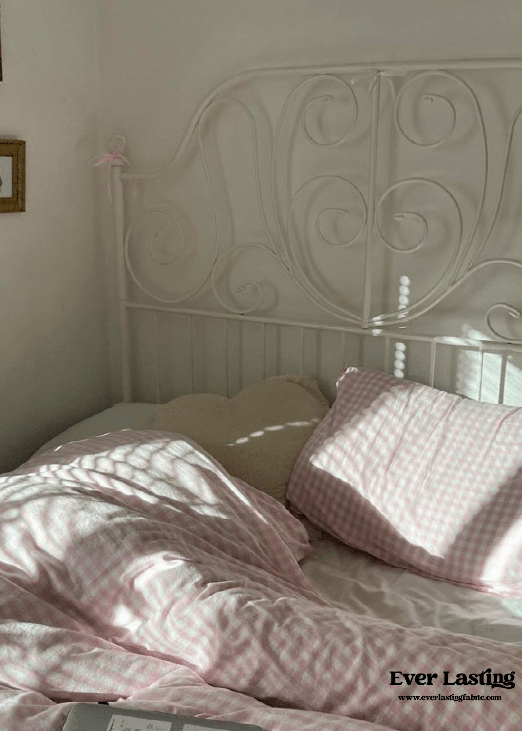 Mixed Gingham Bedding Set / Pink + Yellow
