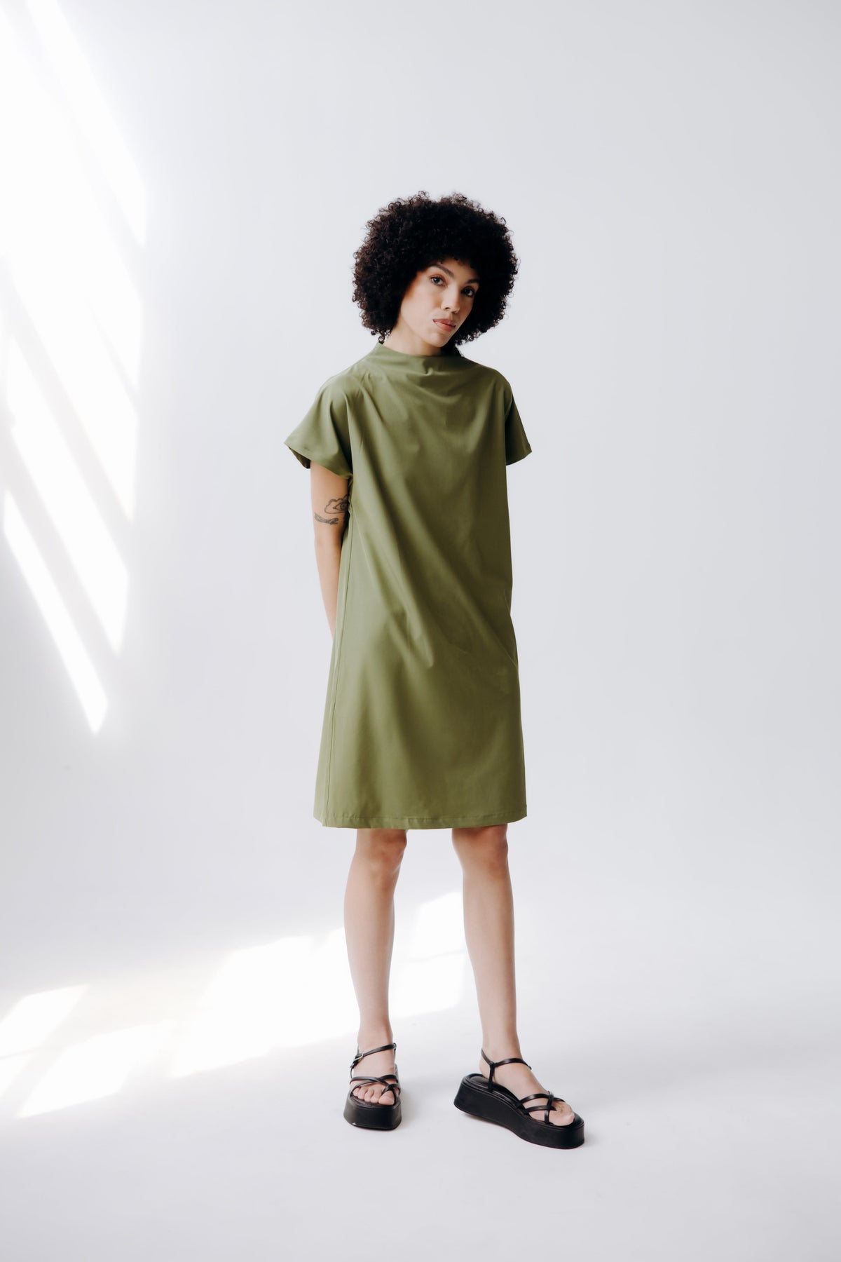 Mock Neck Shoulder Zip Dress