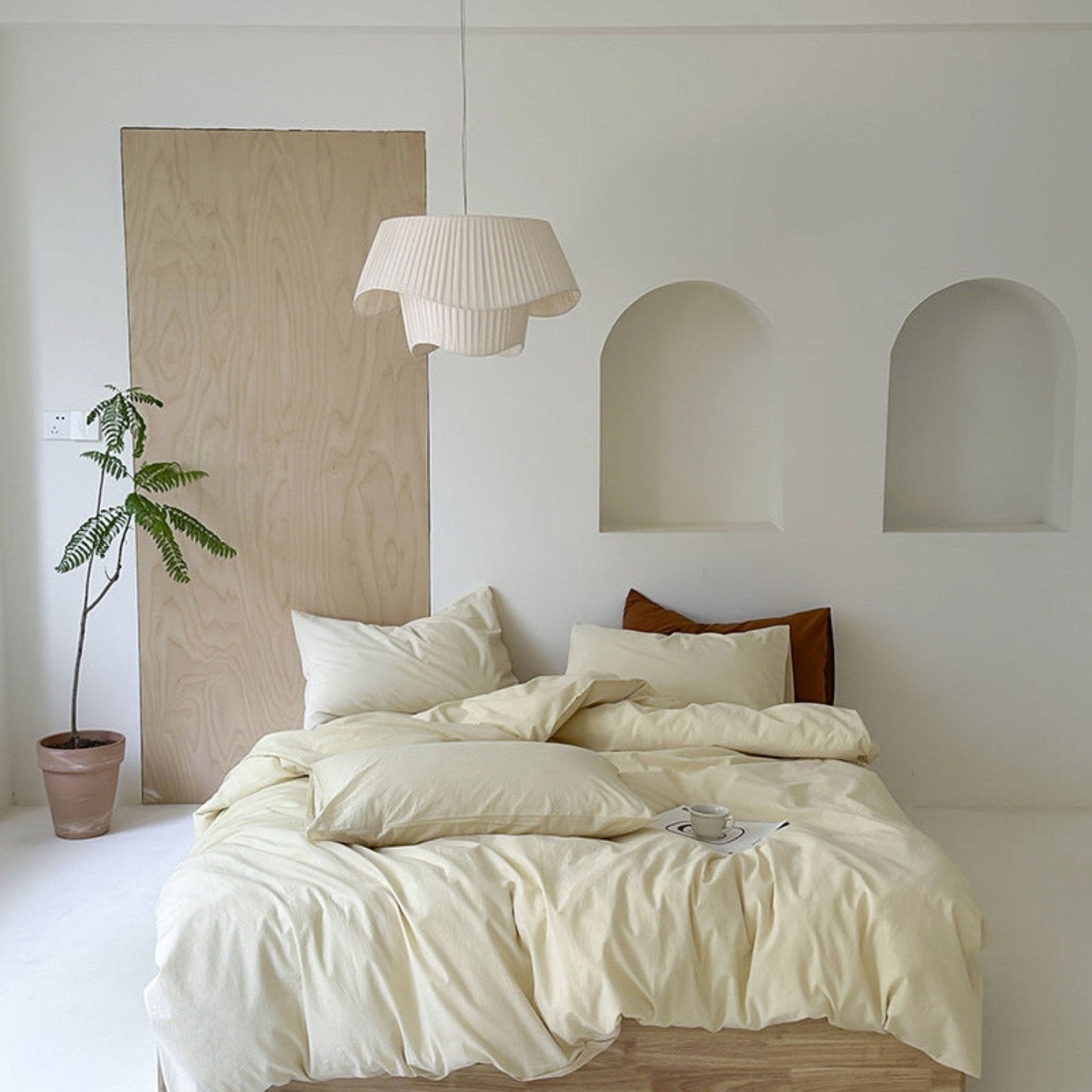 Modern Washed Cotton Bedding Set / Black