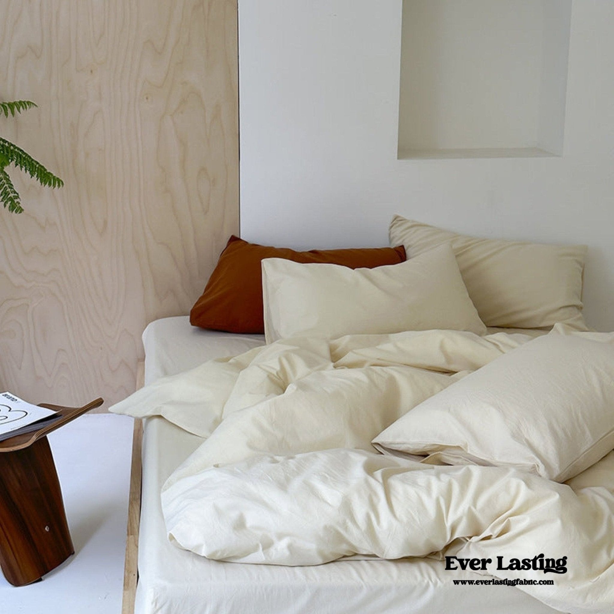 Modern Washed Cotton Bedding Set / Black
