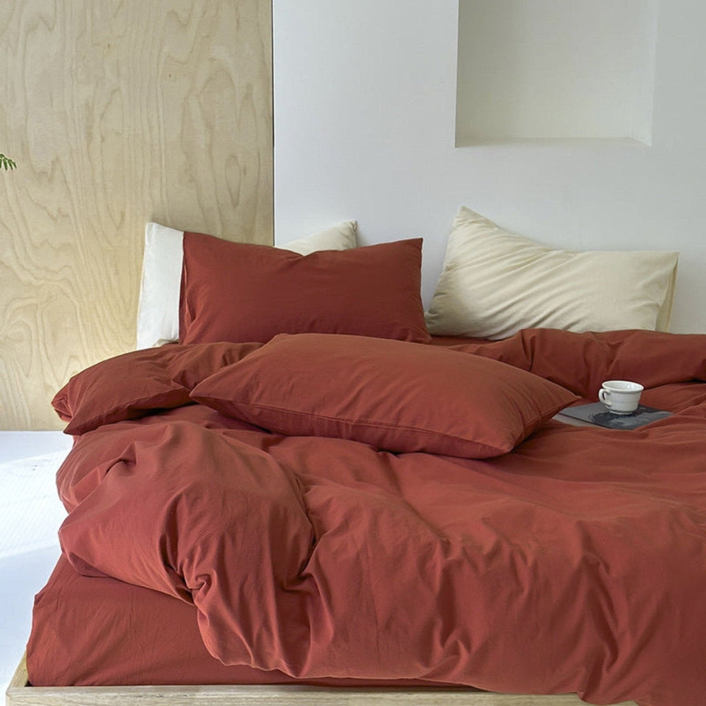 Modern Washed Cotton Bedding Set / Black