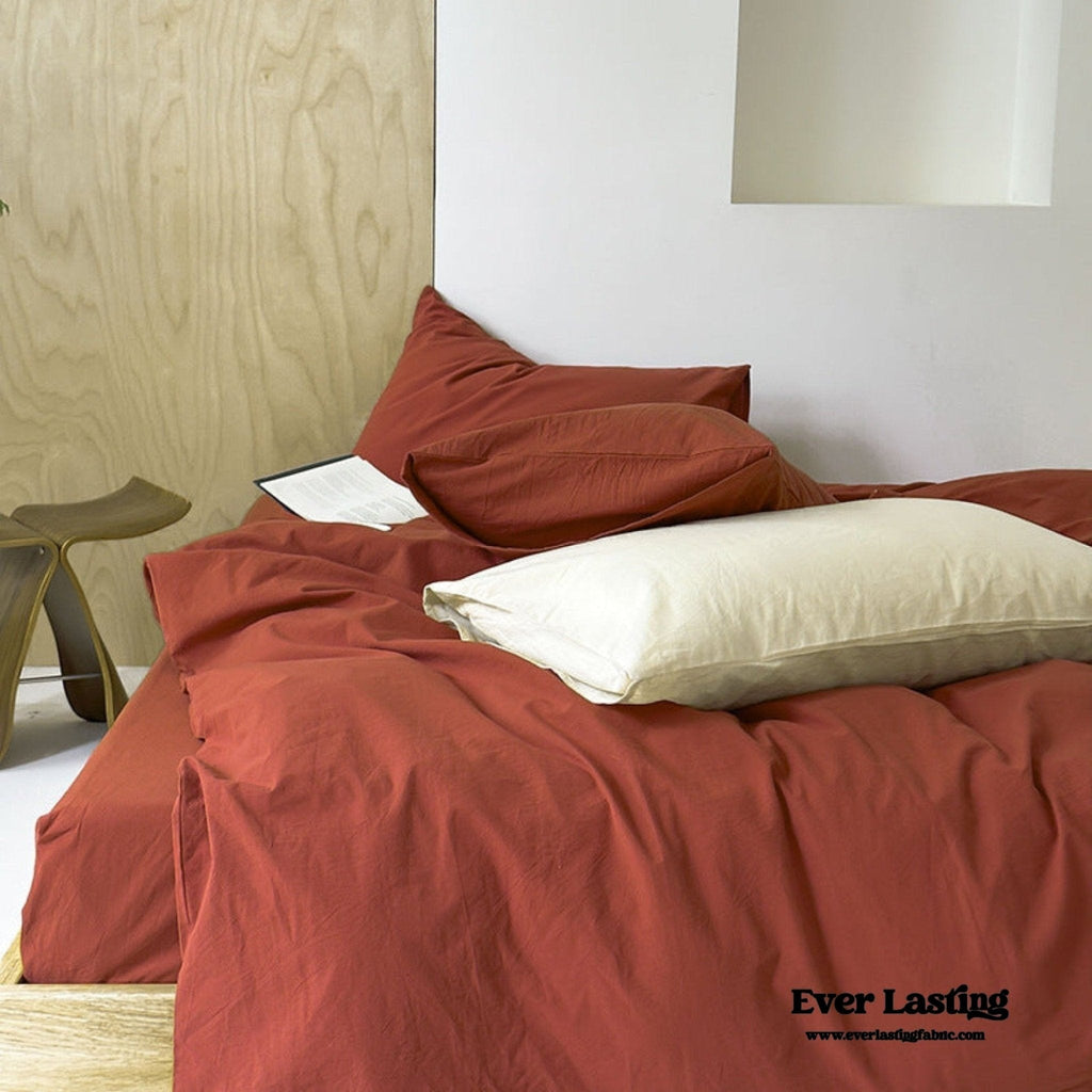 Modern Washed Cotton Bedding Set / Green