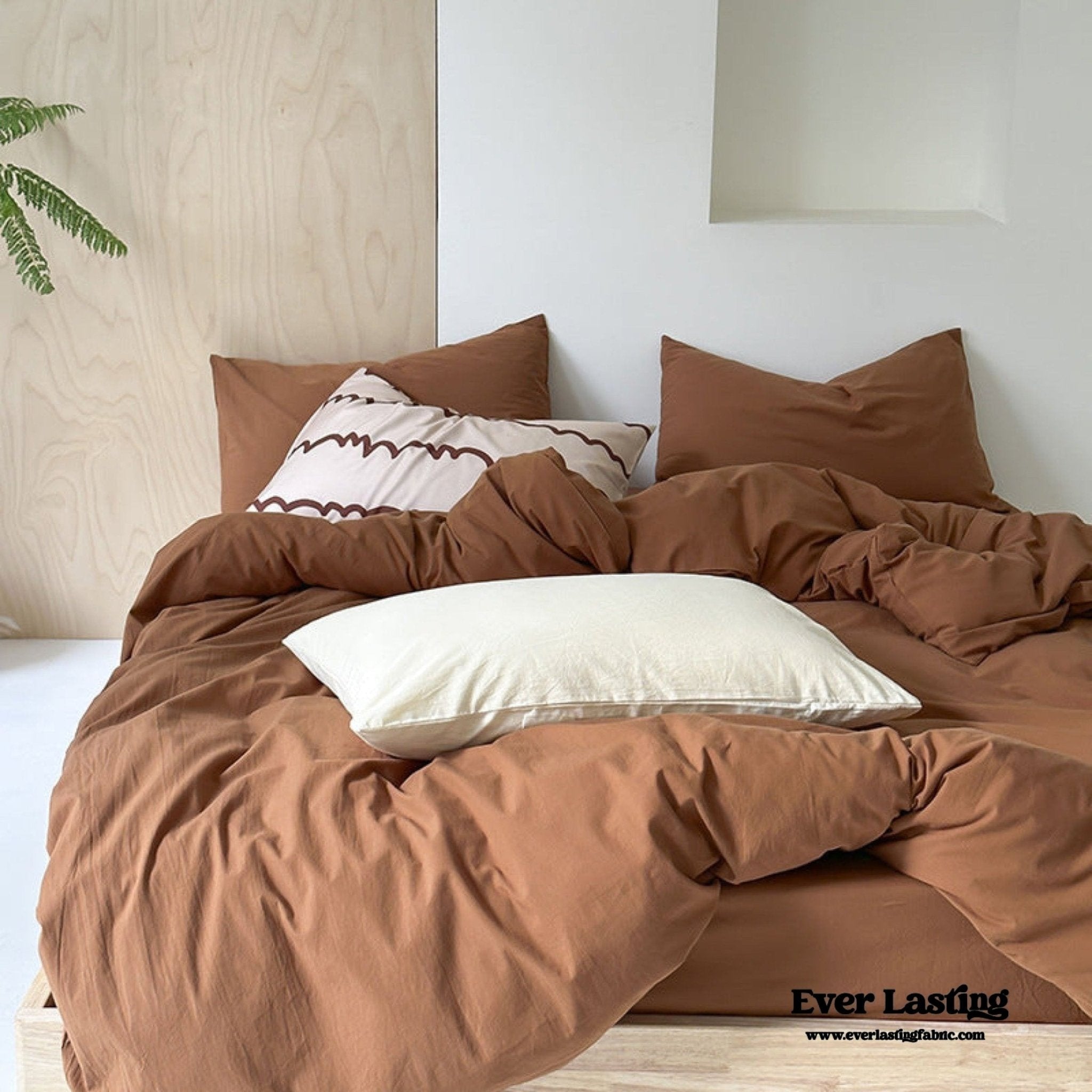 Modern Washed Cotton Bedding Set / Green