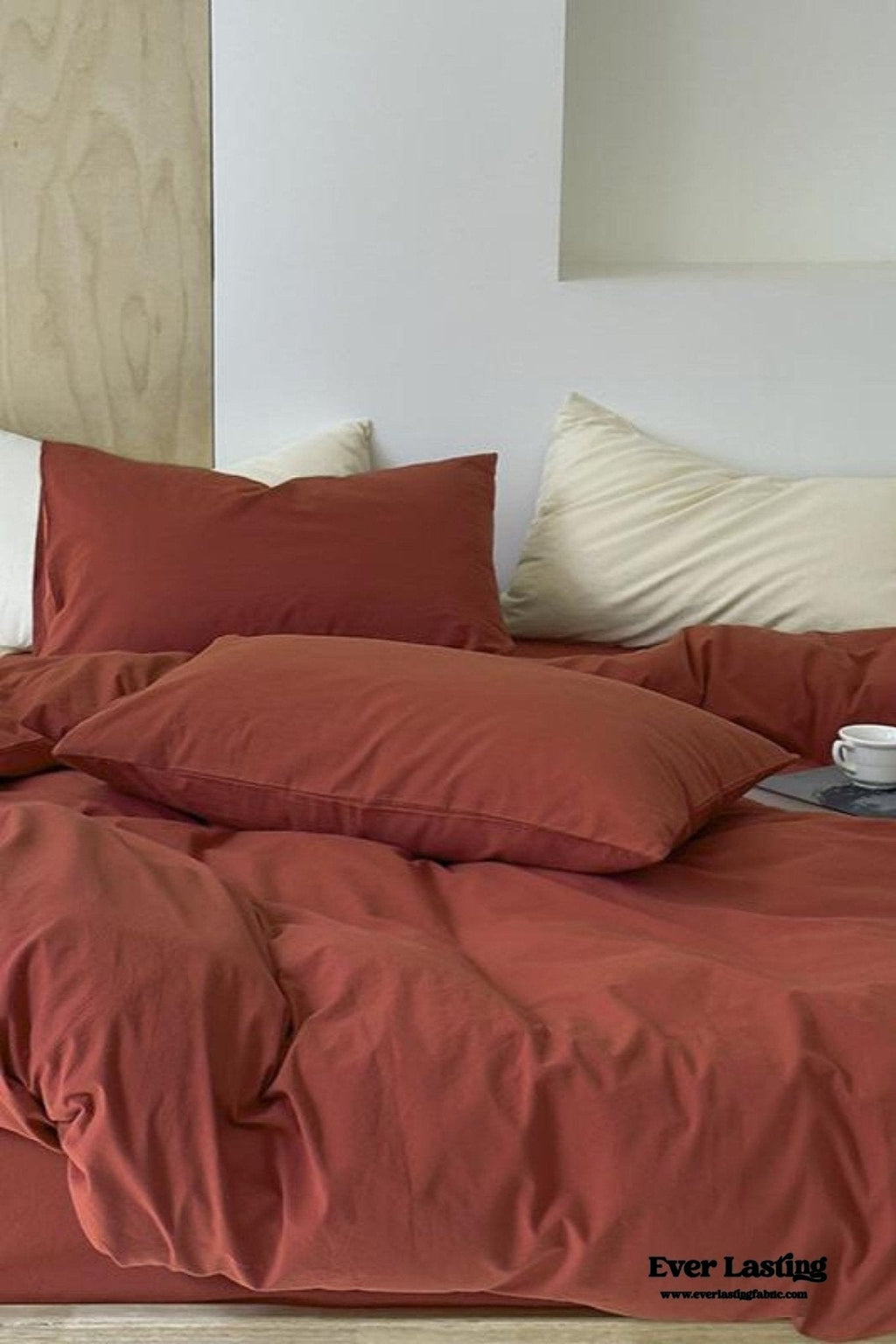 Modern Washed Cotton Bedding Set / Maple Red
