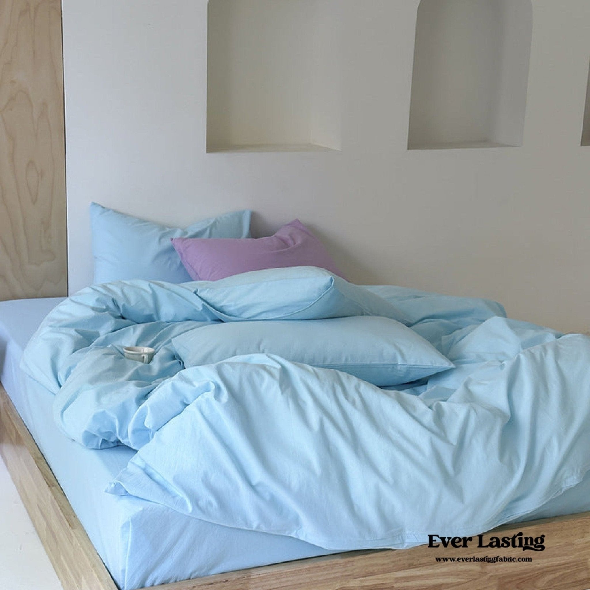 Modern Washed Cotton Bedding Set / Purple