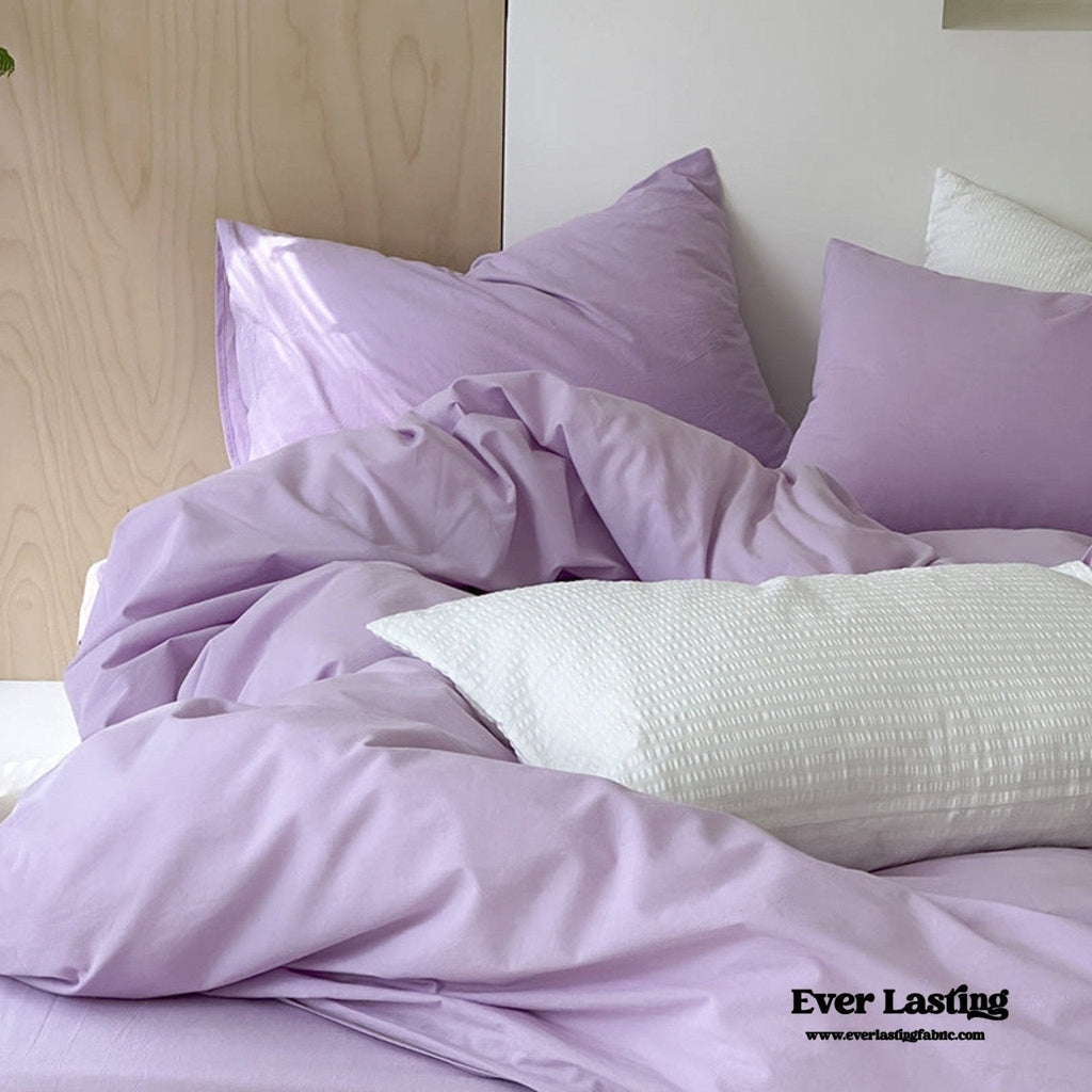 Modern Washed Cotton Bedding Set / Purple