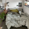 Moss Green Striped Jacquard Bedding Set