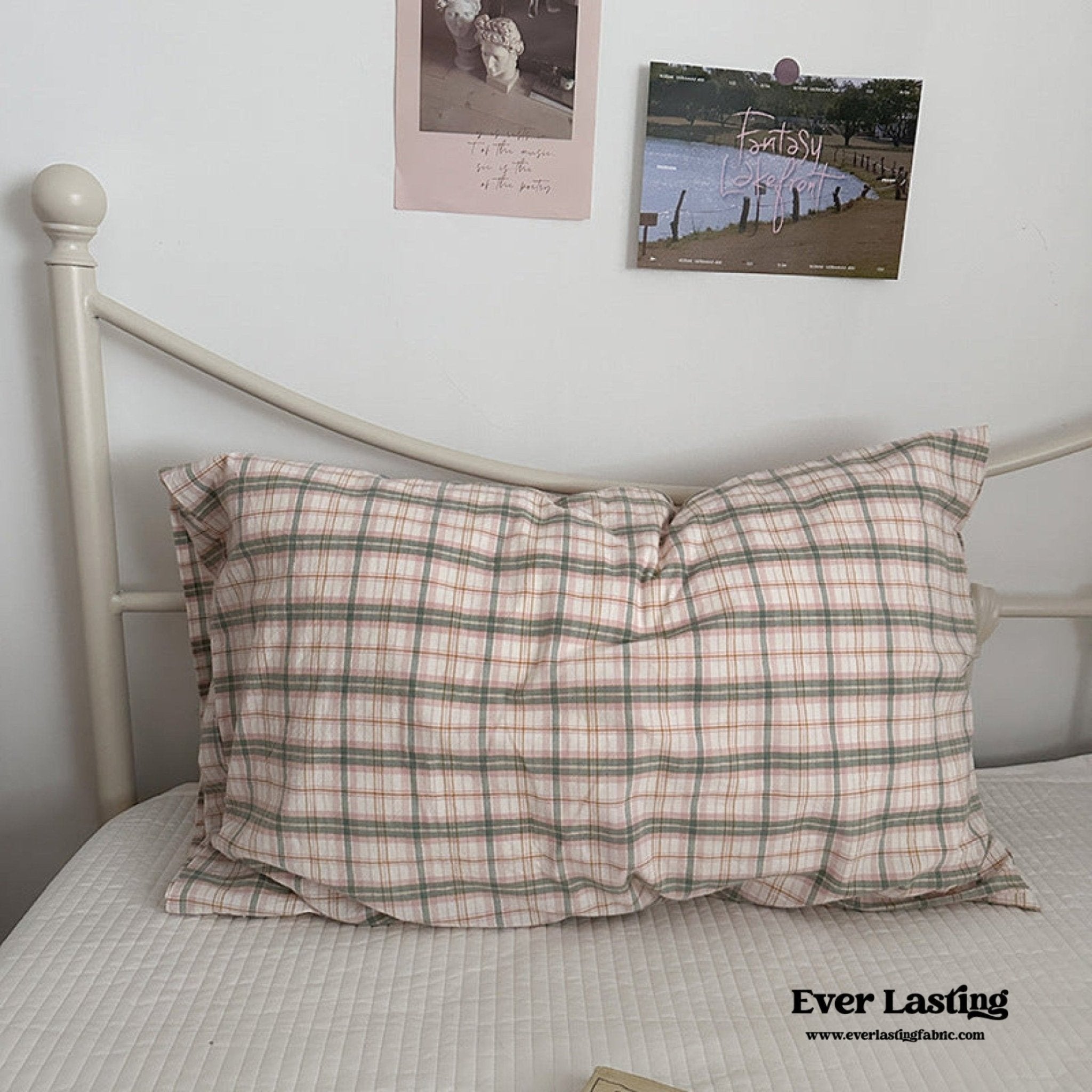 Muted Blush Cotton Pillowcase / Yellow