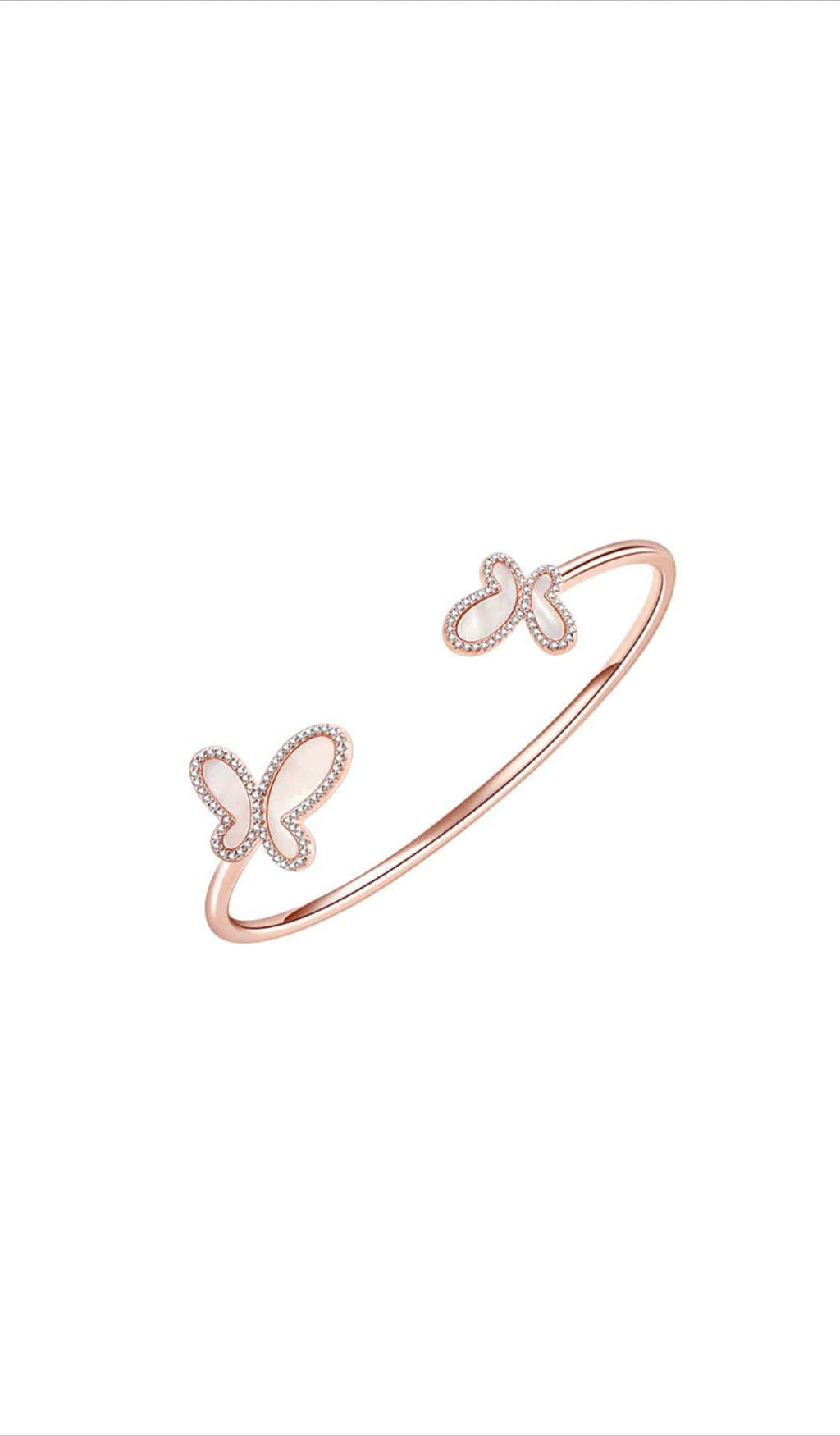 .925 Silver w/ Dual Mother Of Pearl Butterfly Bangle Bracelet Women's Jewelry (Copy)