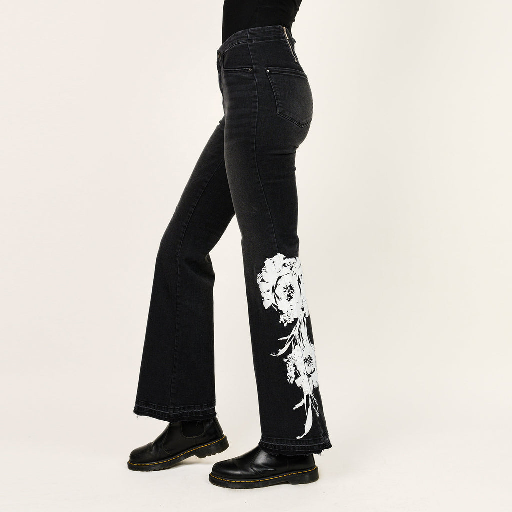 Placement Screen Print Leg Boot Cut