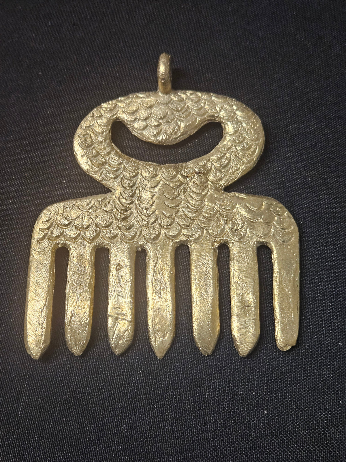 Large Handcrafted Duafe Africarass Pendant | Authentic Ghana Adinkra Symbol