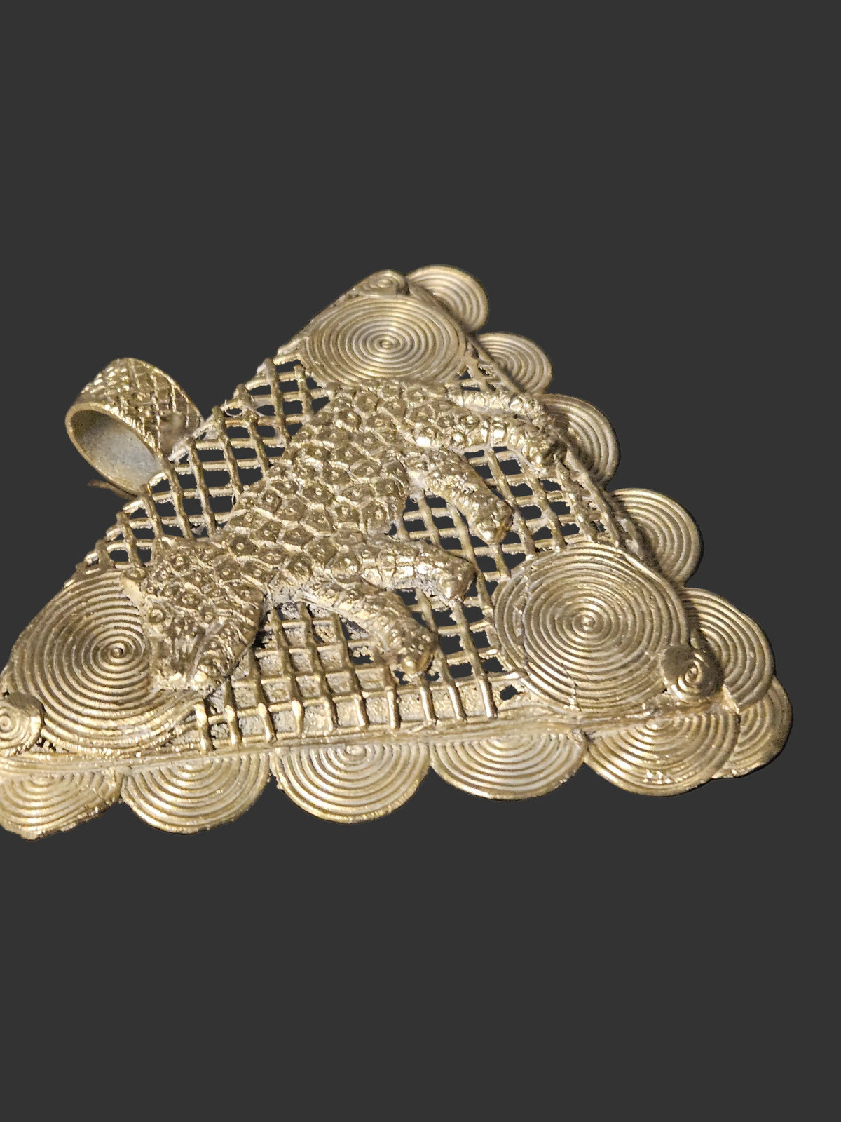 African Brass Leopard Pendant with Adinkrahene Symbol – Ghana