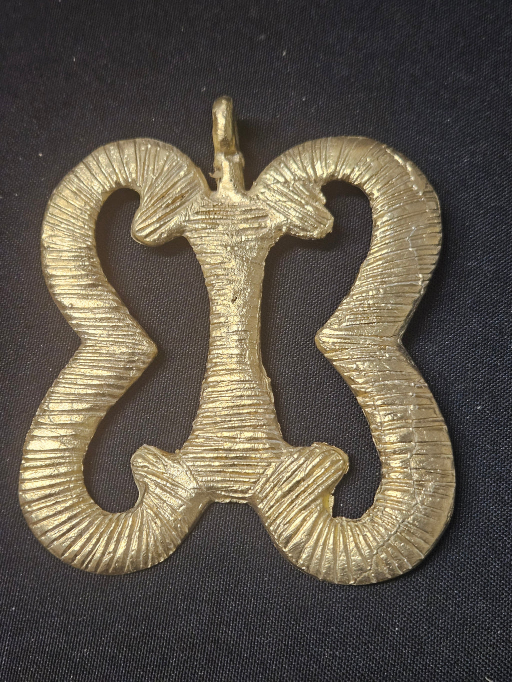 Large Handcrafted Pempamsie African Brass Pendant | Authentic Ghana Adinkra Symbol