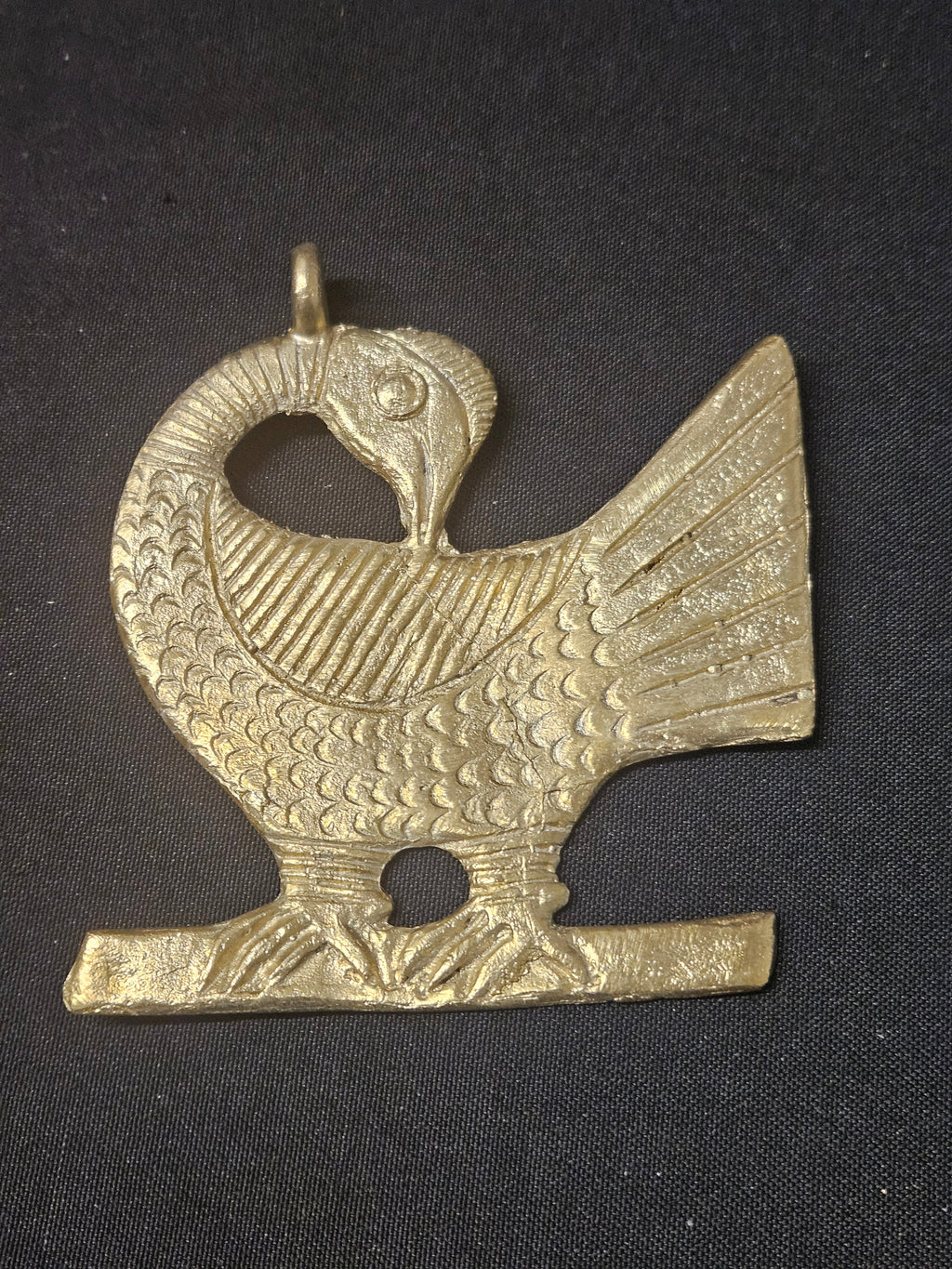 Oversized Sankofa Bird Ashanti Brass Pendant – Handcrafted Adinkra Symbol from Ghana (4" x 4.5")