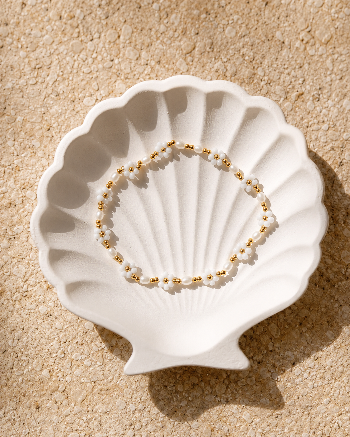 Freshwater Pearl and Flower Beaded Bracelet