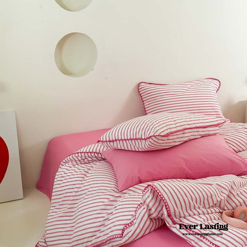 Pepper Candy Stripe Bedding Set / Fuchsia