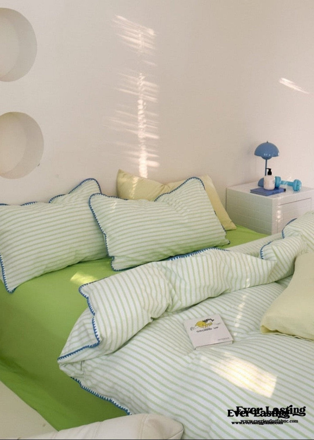 Pepper Candy Stripe Bedding Set / Light Green