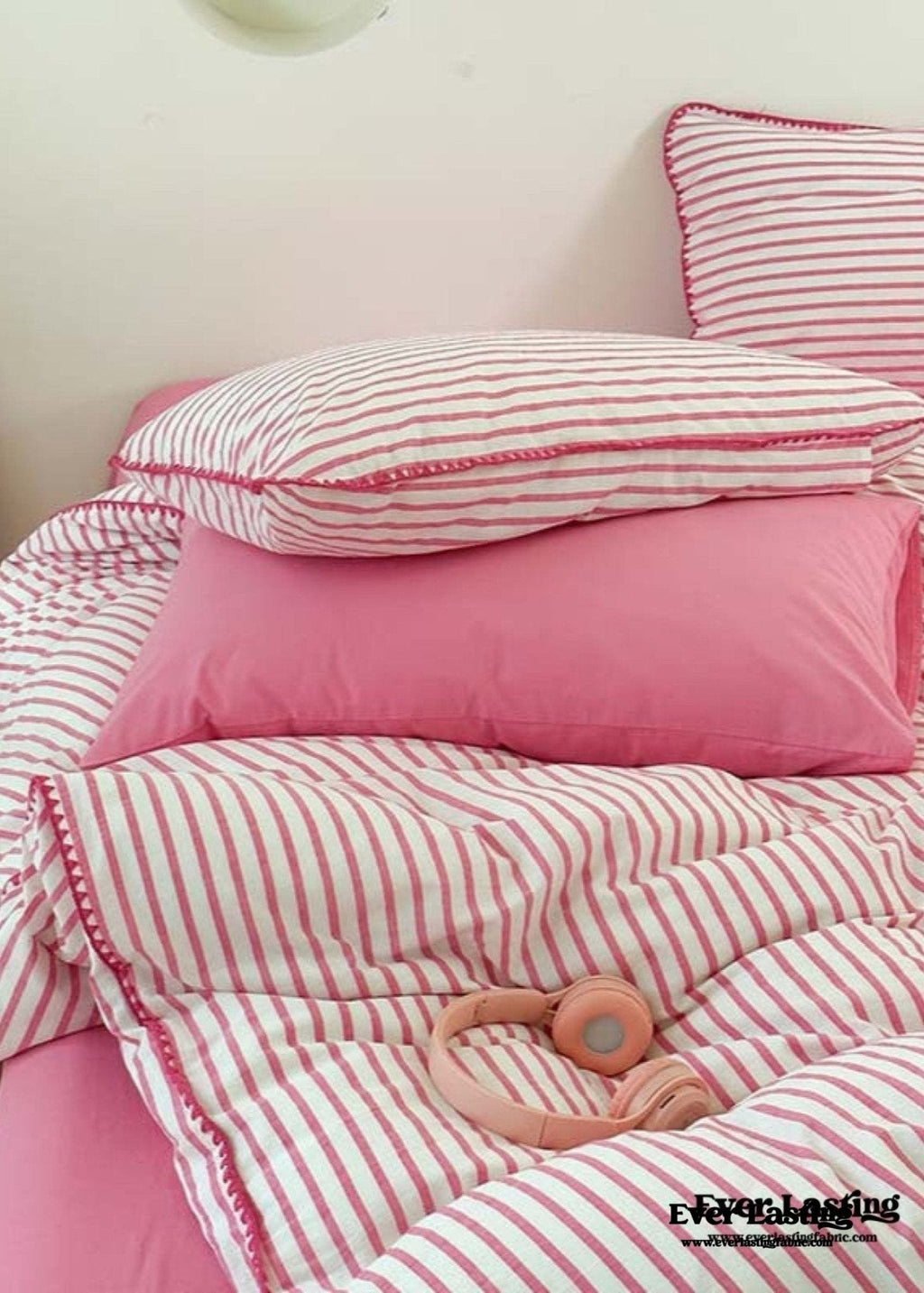 Pepper Candy Stripe Bedding Set / Light Green