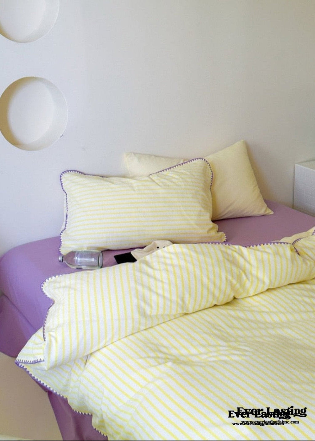 Pepper Candy Stripe Bedding Set / Purple + Green