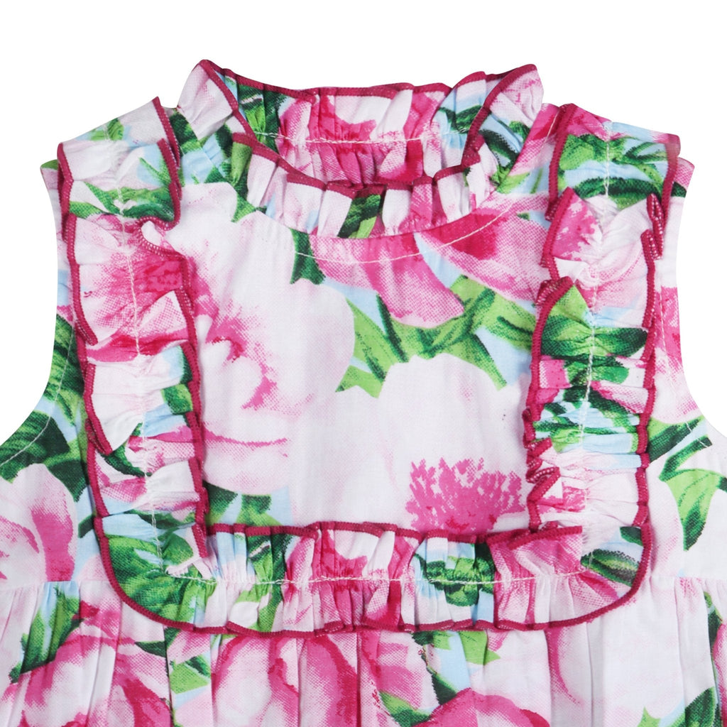 Pink Peony Ruffled Olivia Girl Romper