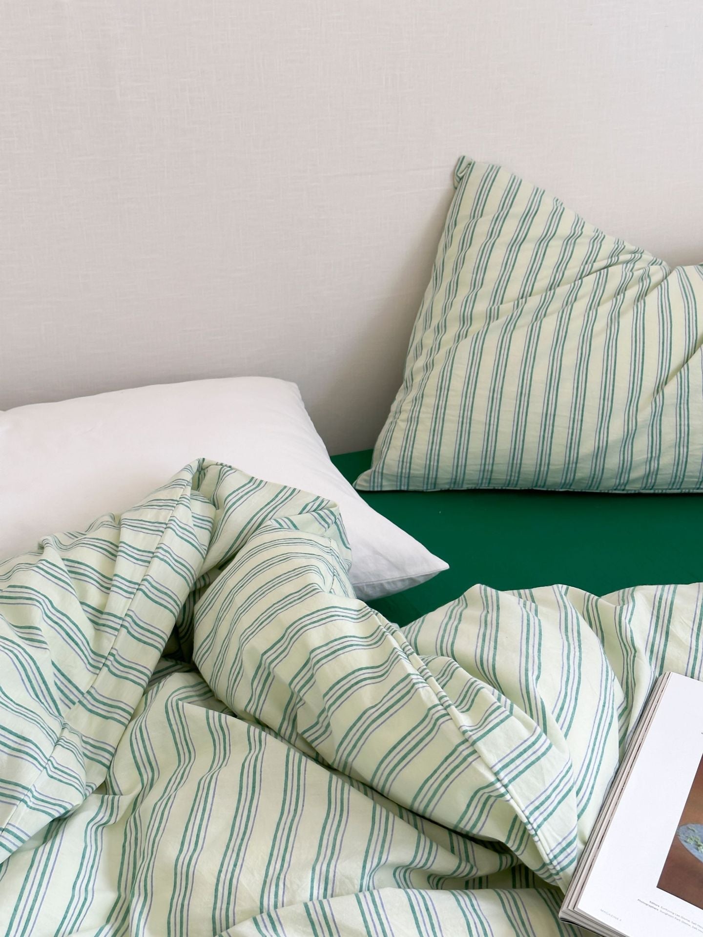 Refreshing Stripe Bedding Set / Forest Green