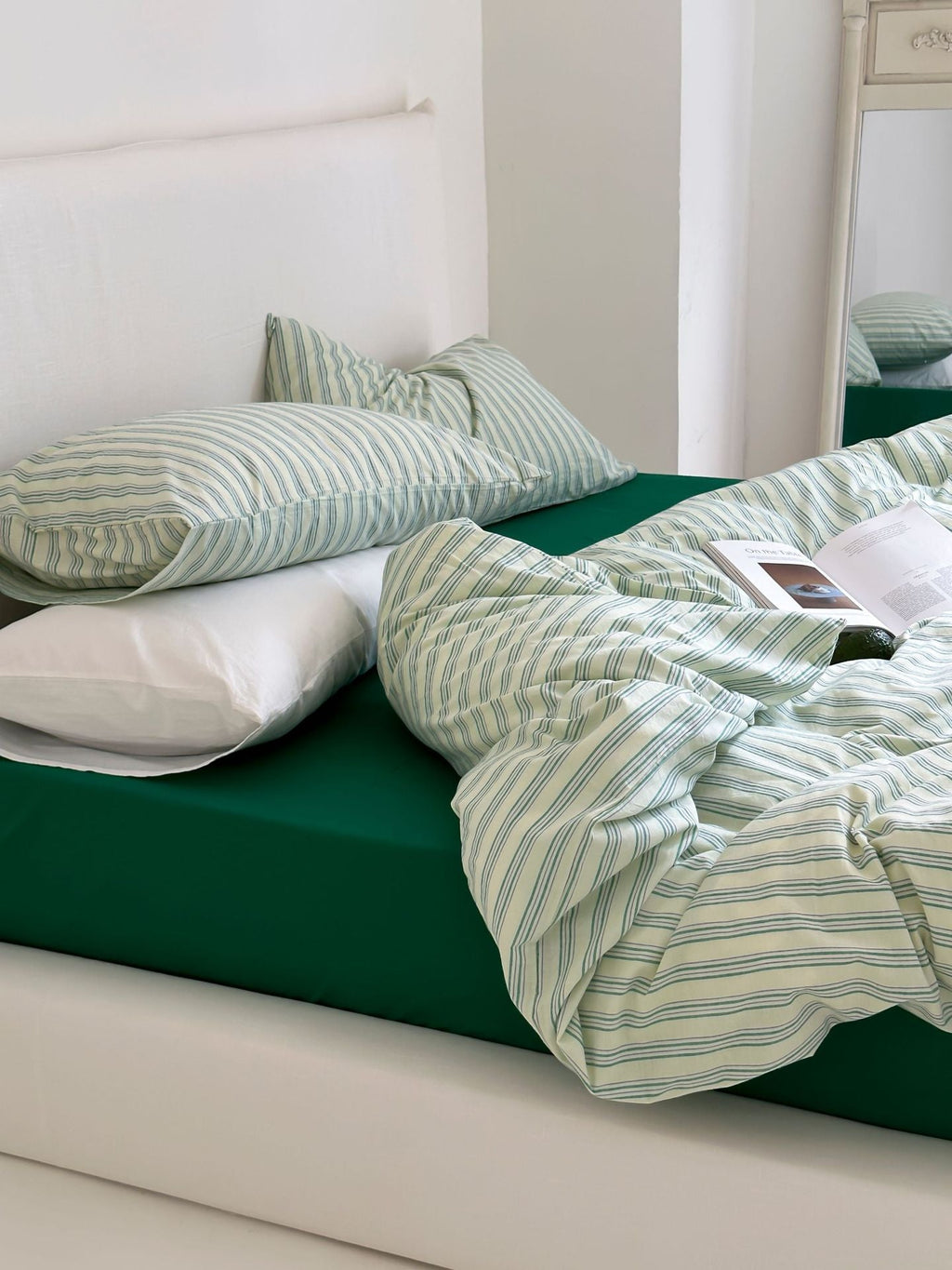 Refreshing Stripe Pillowcases / Forest Green
